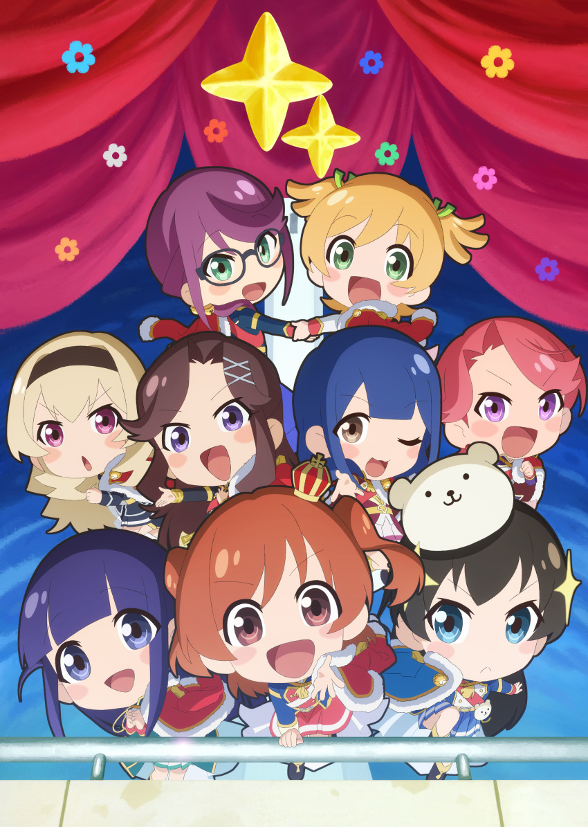 aijou_karen chibi daiba_nana hanayagi_kaoruko hoshimi_junna isurugi_futaba kagura_hikari megane saijou_claudine shoujo_kageki_revue_starlight tagme tendou_maya tsuyuzaki_mahiru uniform