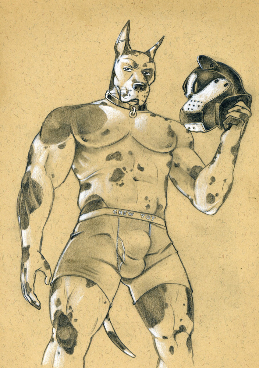 abs anthro biceps bulge canid canine canis domestic_dog great_dane hi_res invalid_tag male mammal mask mastiff molosser muscular muscular_male nipples obliques pecs serratus_anterior solo spots triceps tush