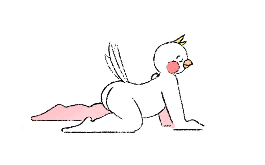 avian bird butt digital_media_(artwork) hi_res male nude punstar simple_background smile solo