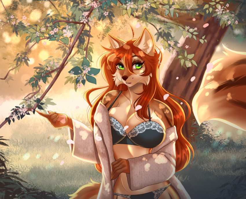 2020 5_fingers aimi anthro breasts brown_hair canid canine canis day detailed_background digital_media_(artwork) domestic_dog eyebrows eyelashes female fingers green_eyes hair mammal outside solo