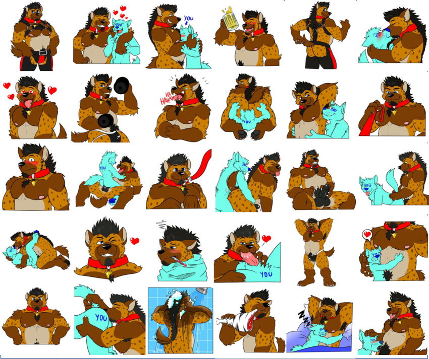 anal anthro balls collar father genitals hyaenid hyena_jack hyenajack jack kissing leash leather ligoni male male/male mammal muscular musk nipples nude oral parent pecs penetration penis rimming sex simple_background solo stickers telegram