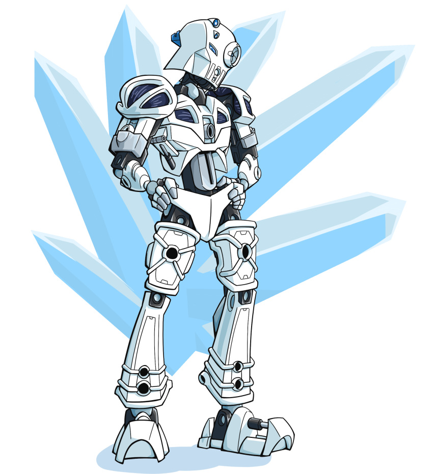 2017 2019 absurd_res ambiguous_gender armor atticustm1 bionicle blue_eyes digital_drawing_(artwork) digital_media_(artwork) fingers hands_on_hips hi_res humanoid lego machine mask not_furry nuju robot scope simple_background solo standing white_body