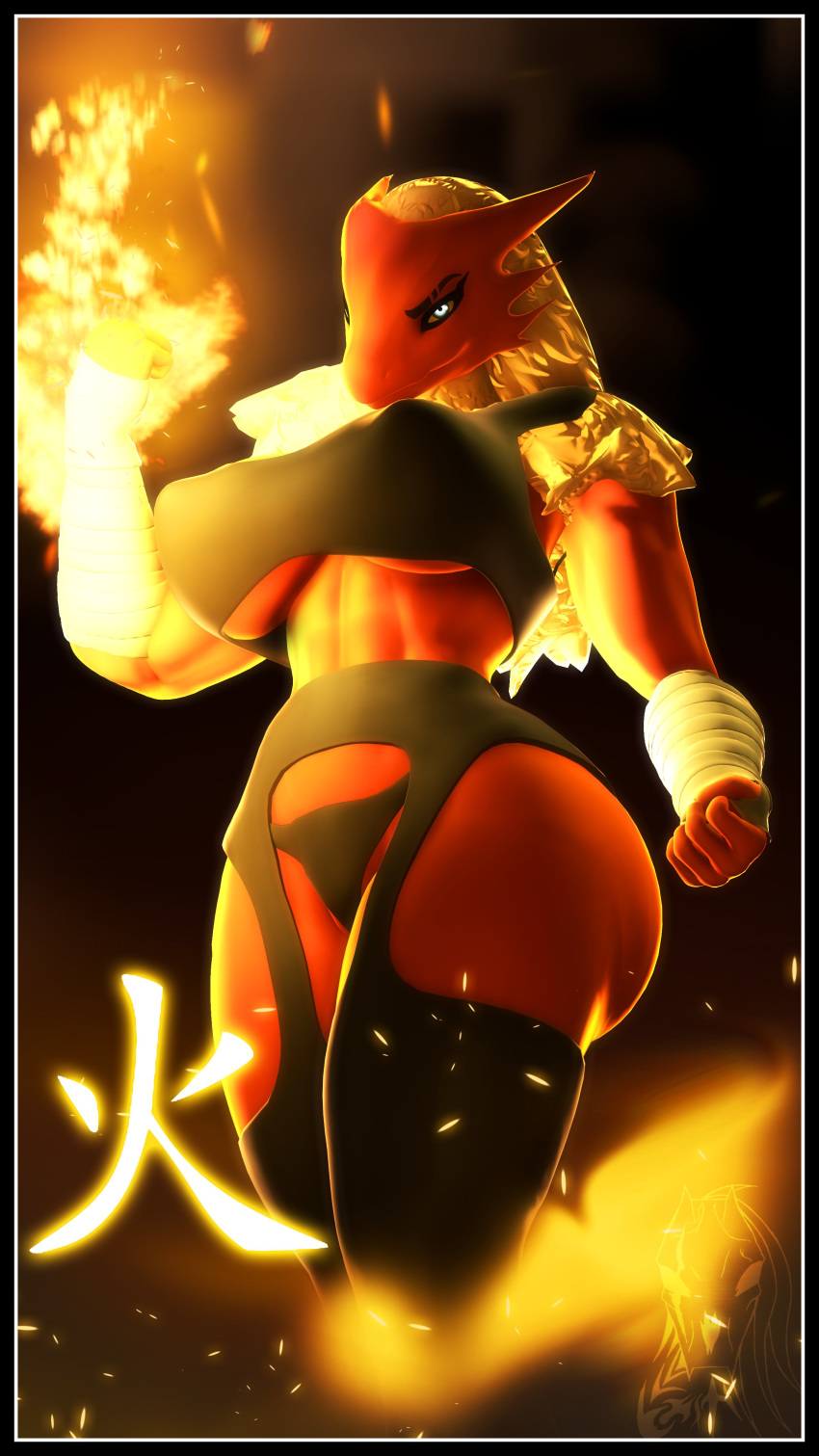 3d_(artwork) abs absurd_res anthro avian bird blaziken breasts clothed clothing digital_(artwork) digital_media_(artwork) female fire fitness hi_res jarus_kais nintendo non-mammal_breasts plantigrade pok&eacute;mon pok&eacute;mon_(species) solo source_filmmaker video_games