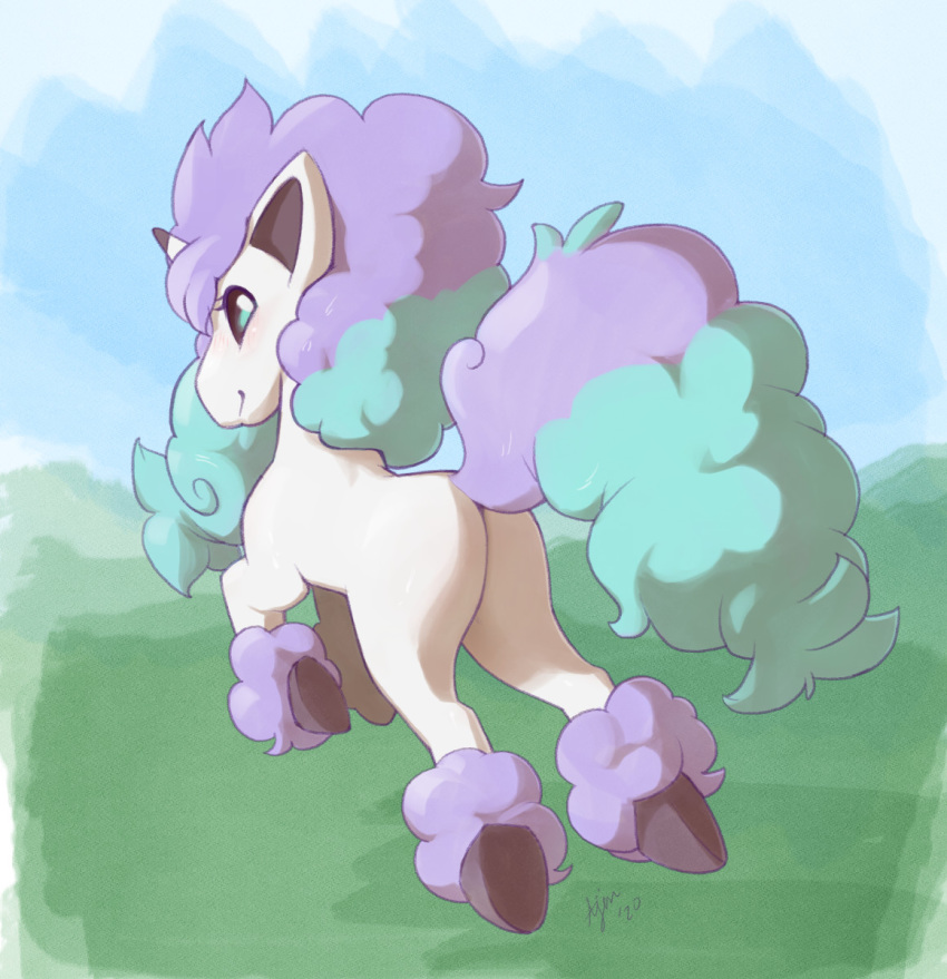 2020 ajin ambiguous_gender digital_media_(artwork) equid female fur galarian_ponyta green_tail hi_res hooves horn mammal mane nintendo pink_mane pink_tail pok&eacute;mon pok&eacute;mon_(species) regional_variant tan_body tan_fur teal_mane video_games