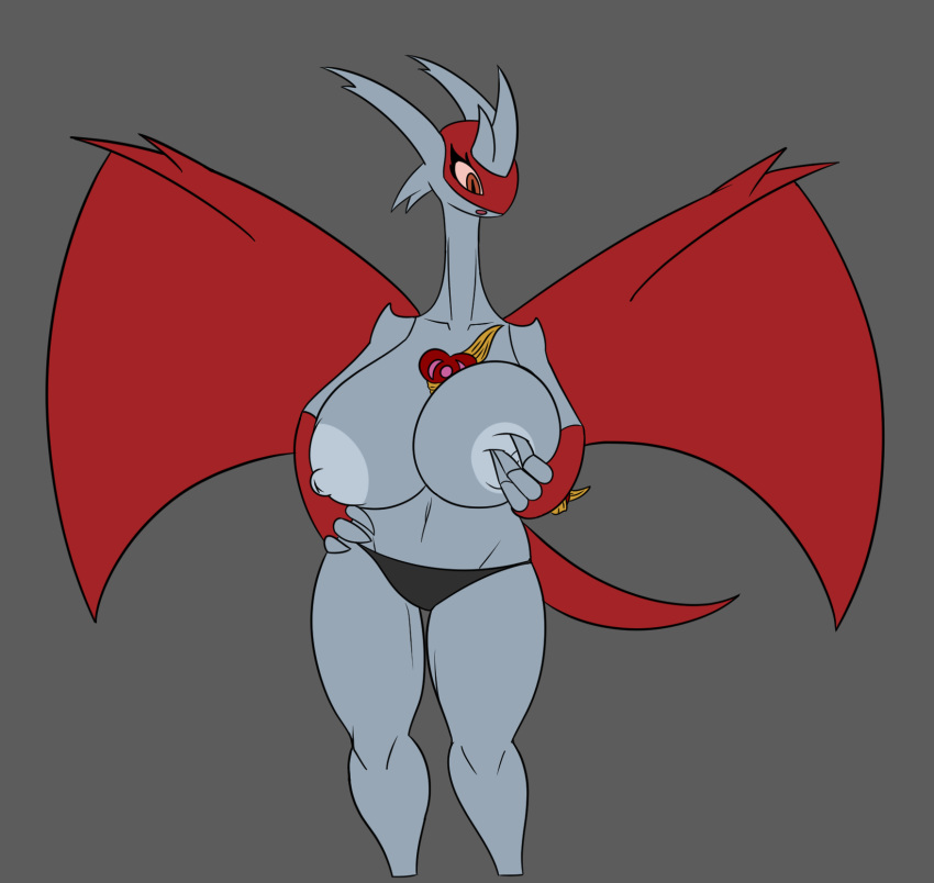 anthro big_breasts breasts clothed clothing corruption demon female hi_res horn invalid_tag king_of_sorrow_(artist) latias legendary_pok&eacute;mon nintendo nipples pok&eacute;mon pok&eacute;mon_(species) solo topless underwear video_games wide_hips wings