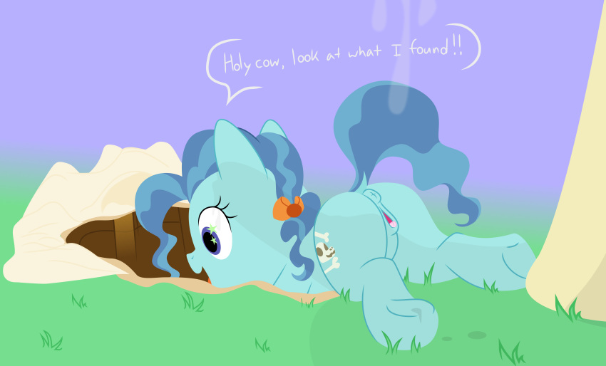 2020 absurd_res anus clitoral_winking clitoris comeha_(artist) cub cutie_mark dtcx97 earth_pony english_text equid equine female feral friendship_is_magic genitals hair hi_res hooves horse mammal my_little_pony open_mouth outside petunia_paleo_(mlp) pony pussy text young