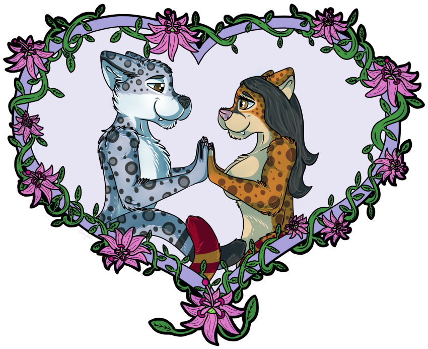 &lt;3 colored_fur felid feline flower hi_res holidays leopardus love mammal ocelot pantherine plant snow_leopard thatcatzoey valentine's_day vines