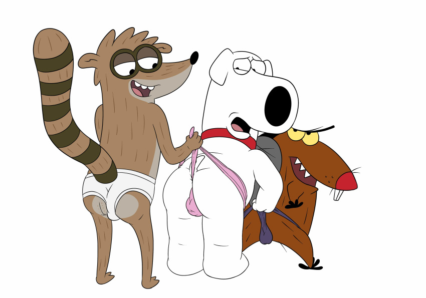 absurd_res balls brian_griffin butt cartoon_network clothing daggett_beaver family_guy genitals hi_res magzol nickelodeon regular_show rigby_(regular_show) scar teeth the_angry_beavers underwear wedgie