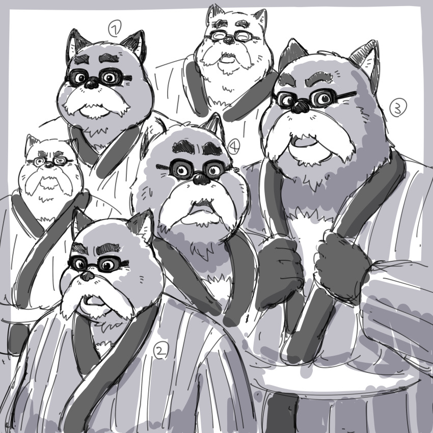 1:1 2020 absurd_res anthro belly canid canine clothing eyes_closed eyewear ghibli glasses hi_res humanoid_hands kemono male mammal overweight overweight_male pom_poko raccoon_dog robe sakusan_kc tanuki