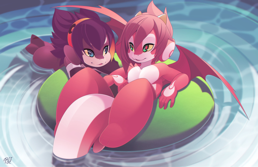 2020 digital_media_(artwork) dragon duo hi_res mako_(rudragon) male marine nude partially_submerged ru_(rudragon) rudragon smile young