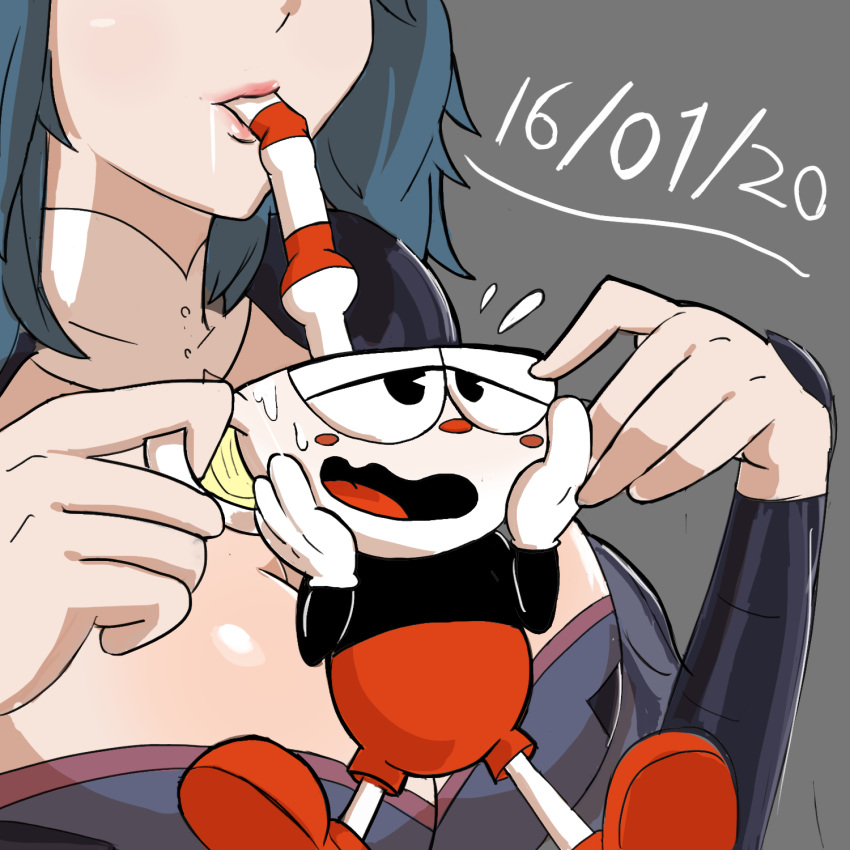 1:1 2020 :d animate_inanimate beverage big_breasts big_dom_small_sub black_eyes blush bodily_fluids bottomwear breasts byleth_(fire_emblem) close-up clothed clothing crossover cup cuphead_(character) cuphead_(game) drinking female fire_emblem fire_emblem_three_houses footwear for_a_head gloves grey_background hair half-closed_eyes hand_on_head handwear hi_res human long_hair looking_pleasured male male/female mammal narrowed_eyes nintendo not_furry object_head octobola open_mouth red_nose red_tongue shirt shoes shorts simple_background sipping size_difference smile straw sweat teal_hair tongue topwear video_games