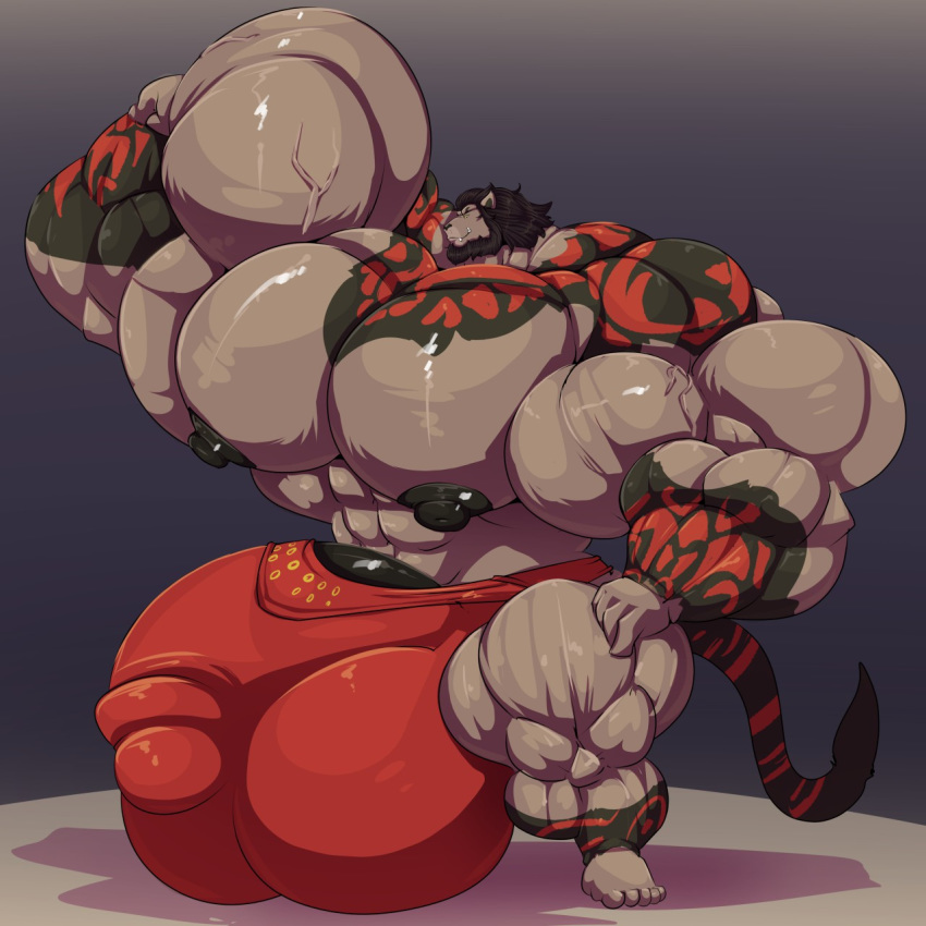 1:1 5_toes anthro balls big_balls big_muscles big_penis bobert bulge clothing felid fist flexing fur genitals hi_res huge_balls huge_muscles huge_penis hyper hyper_balls hyper_bulge hyper_genitalia hyper_muscles hyper_pecs hyper_penis lion male mammal multicolored_body multicolored_fur muscular nipples pantherine penis smile toes underwear vein