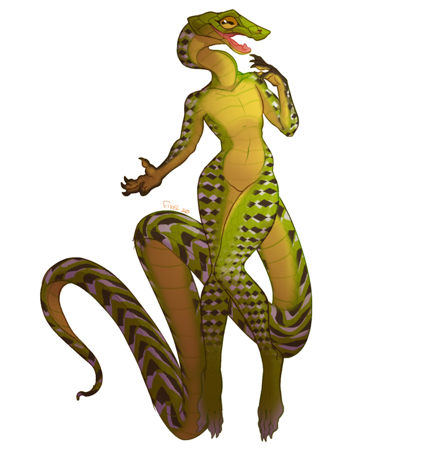 2020 4_toes 5_fingers anthro digital_media_(artwork) fingers fivel hi_res male reptile scalie simple_background snake solo toes white_background