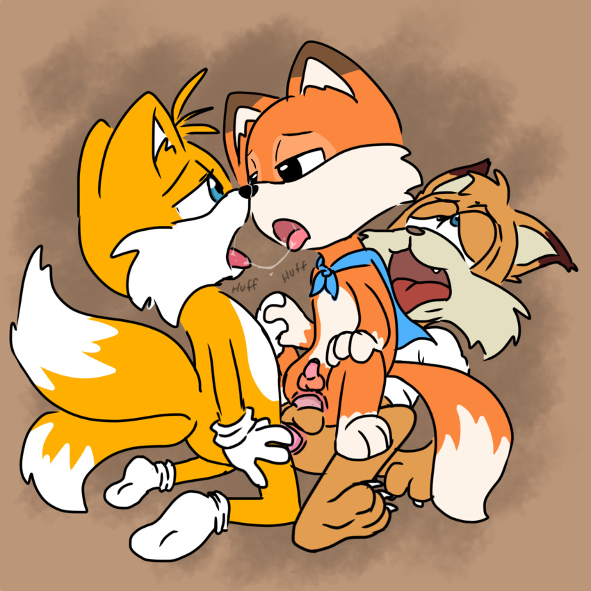 1:1 ahegao anthro bobcat bubsy bubsy_(series) canid canine clothing exposed felid feline fox genitals group group_sex hand_holding hi_res legwear looking_pleasured lucky_the_fox lynx male male/male mammal miles_prower muffinlewds nude penetration penis raised_tail sex shirt simple_background socks sonic_the_hedgehog_(series) spread_legs spreading super_lucky's_tale threesome tongue tongue_out topwear video_games