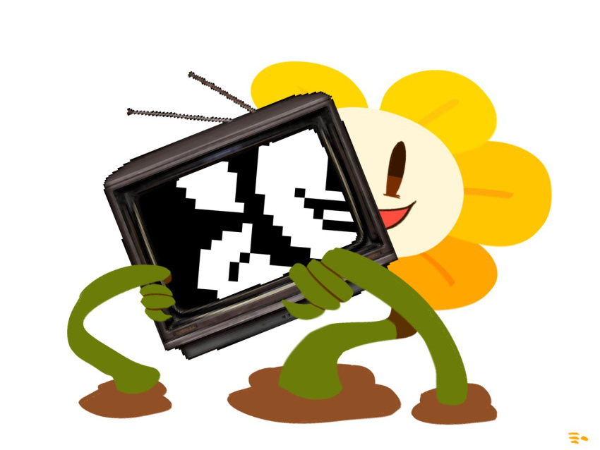 2019 4:3 ambiguous_gender elemental_creature flora_fauna flower flowey_the_flower hyeing02 living_flower looking_at_viewer not_furry plant simple_background solo tentacles undertale video_games
