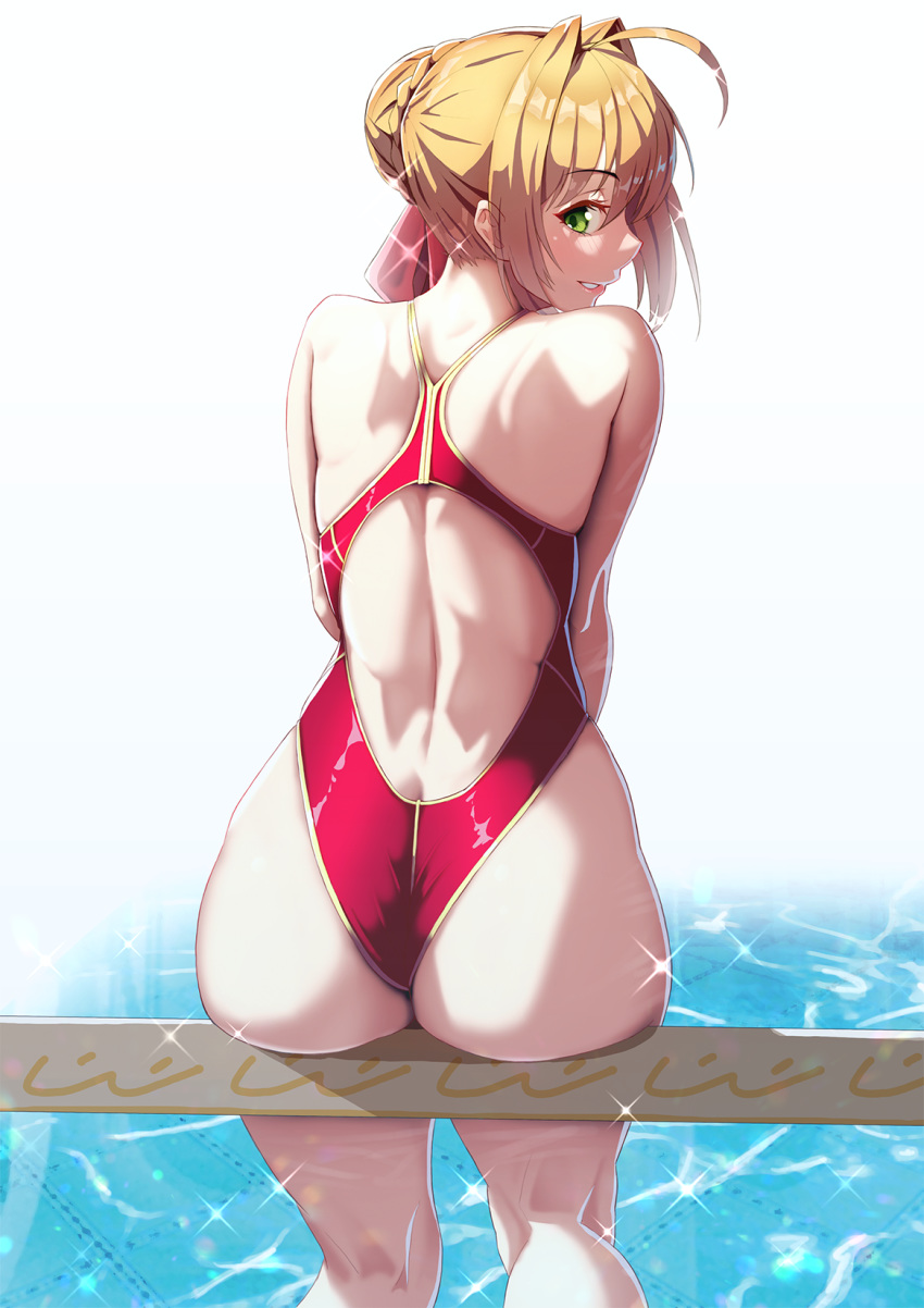 ass fate/grand_order happymonk saber_extra swimsuits