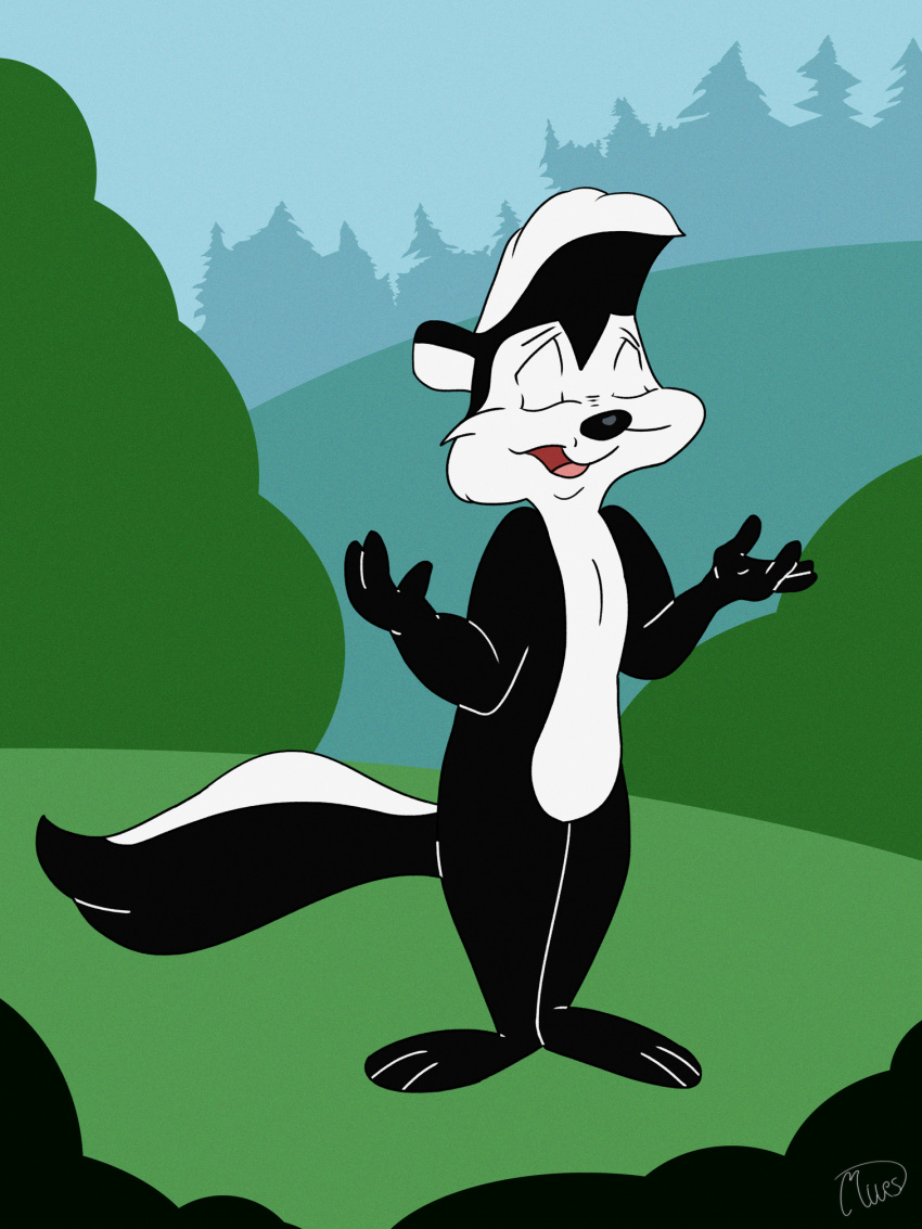 anthro digital_media_(artwork) hi_res looney_tunes male mammal mephitid milesmind pepe_le_pew skunk solo striped_skunk warner_brothers