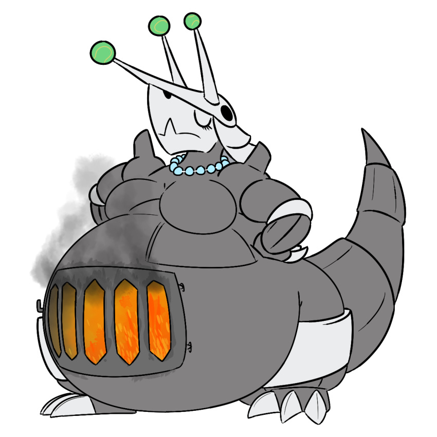 2021 3_claws 3_horns 3_toes aggron aliasing alpha_channel anthro ball belly big_belly big_breasts biped black_eyebrows black_eyelashes blue_jewelry blue_necklace breasts claws colored description digital_drawing_(artwork) digital_media_(artwork) elemental_creature english_description eyebrows eyelashes facial_horn featureless_breasts feet female finger_claws fingers fire frau_klingenkopf front_view furnace gem generation_3_pokemon hatch hi_res horn jewelry living_furnace mature_anthro mature_female metal metal_creature mineral_fauna morbidly_obese morbidly_obese_anthro morbidly_obese_female multi_horn necklace necklace_only nintendo nose_horn nude obese obese_anthro obese_female outline overweight overweight_anthro overweight_female pearl_(gem) pearl_necklace pokemon pokemon_(species) sharp_horn simple_background smoke solo standing tail tennis_ball tennis_ball_on_horn thatoneaceguy thick_tail toe_claws toes transparent_background white_background white_claws white_fingers white_outline white_toes
