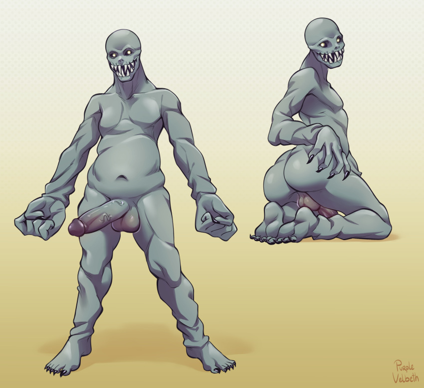 absurd_res balls butt duo erection feet genitals hi_res humanoid male monster nude penis purplevelbeth regenerator_(resident_evil) soles