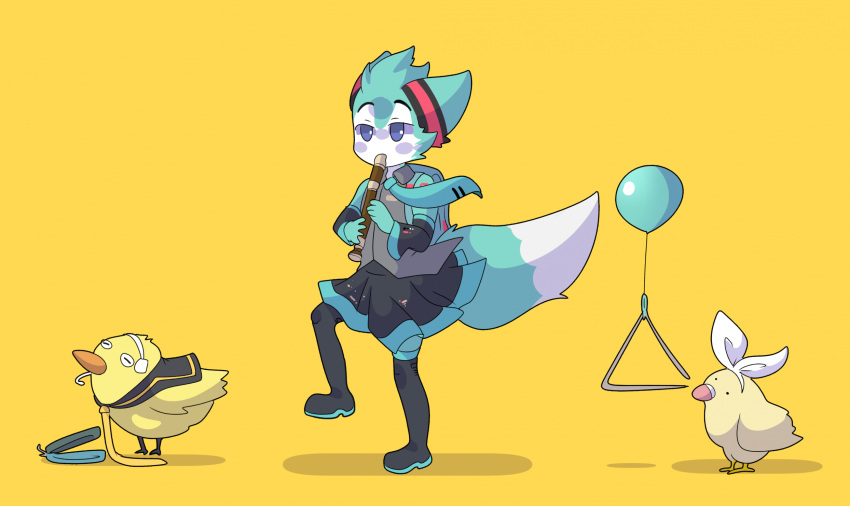 2024 accessory anthro armwear backpack balloon blue_eyes bottomwear canid canine castanets clothing cosplay digital_media_(artwork) electronics fox hair_accessory hair_ribbon headgear headphones headset hi_res inflatable kaai_yuki kagamine_len kagamine_rin kyoufuu_all_back legwear lolzneo male mammal musical_instrument necktie percussion_instrument recorder_(musical_instrument) ribbons roflfox shirt skirt sleeveless_shirt solo thigh_highs topwear triangle_(musical_instrument) vocaloid wind wind_instrument woodwind_instrument