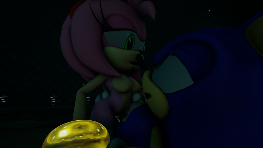3d_(artwork) accessory amy_rose anthro aroused aroused_smile blue_body bodily_fluids bracelet bracelet_only clothing cowgirl_position cum dark_lighting digital_media_(artwork) duo eulipotyphlan female female_on_top female_penetrated from_front_position genital_fluids gloves green_eyes handwear headband hedgehog hi_res holding_waist intraspecies jewelry male male/female male_penetrating male_penetrating_female mammal maxrose mostly_nude nude on_bottom on_top penetration pink_body riding romantic romantic_couple sega sex sonic_the_hedgehog sonic_the_hedgehog_(series) source_filmmaker vaginal white_clothing white_gloves white_handwear