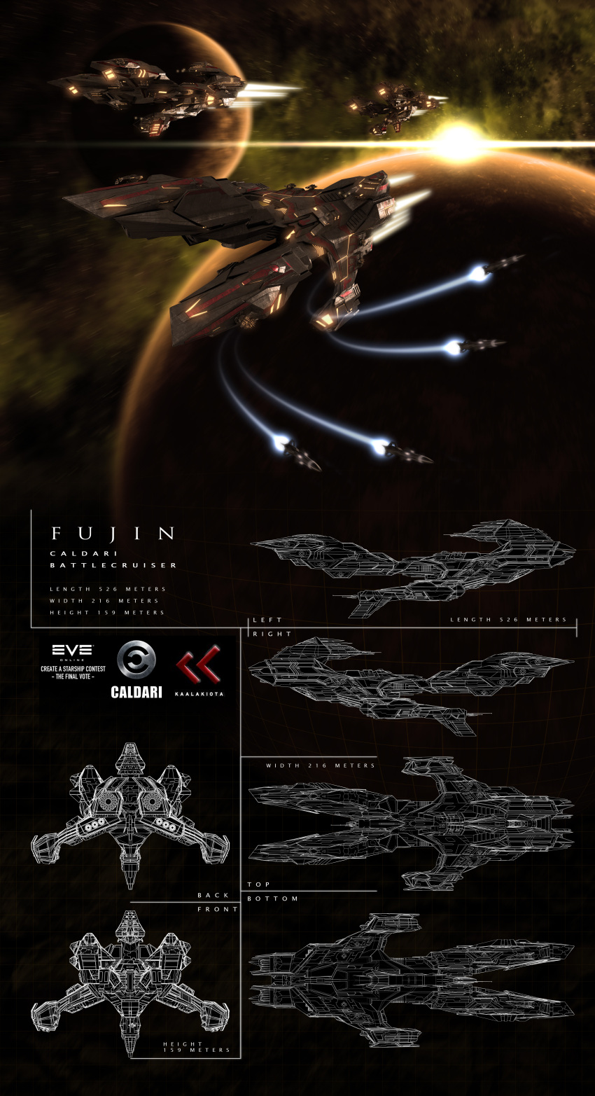 3d absurdres advanced_ship_(eve_online) attack battlecruiser_(eve_online) blender_(medium) caldari_state_(eve_online) commentary concept_art copyright_name dasaniwaters emblem energy english_text eve_online fleet flying from_side glowing highres in_orbit kaalakiota_(eve_online) logo military_vehicle missile missile_pod motion_blur multiple_views nebula no_humans original outdoors photoshop_(medium) planet realistic reference_sheet science_fiction sky space spacecraft star_(sky) starry_sky tech_2_ship_(eve_online) thrusters turret vehicle_focus