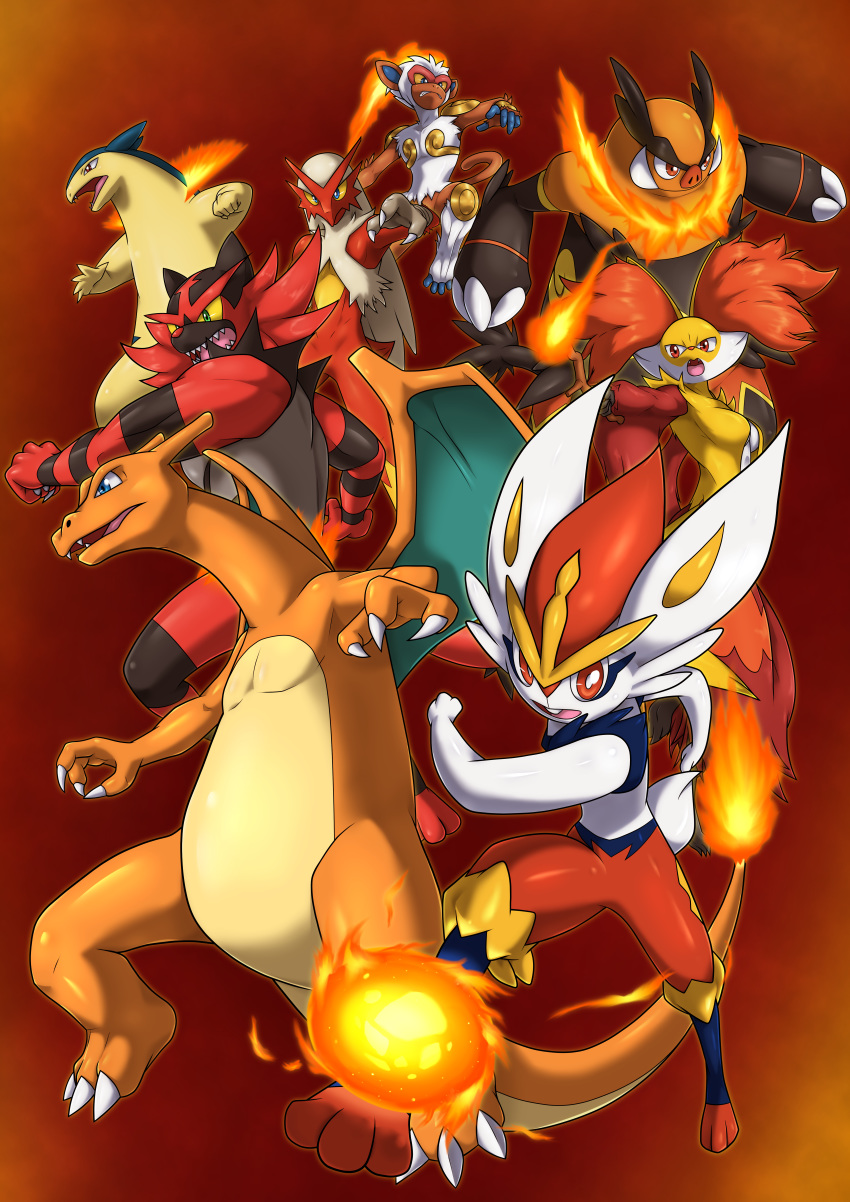 absurd_res ambiguous_gender anthro armor avian biceps bird black_body black_fur black_markings blaziken blonde_hair blue_body blue_eyes blue_fur blue_membrane blue_skin blue_wings brown_body brown_fur canid canine charizard cheek_tuft cinderace claws countershade_tail countershade_torso countershading delphox digital_media_(artwork) emboar eye_markings facial_markings facial_tuft fangs featureless_crotch felid fire flaming_hair flaming_mane flaming_tail fur green_eyes grey_body grey_fur group hair head_markings hi_res horn incineroar infernape inner_ear_fluff lagomorph leg_markings long_hair mammal markings membrane_(anatomy) membranous_wings multicolored_body multicolored_fur multicolored_skin multicolored_wings nintendo orange_body orange_eyes orange_fur orange_horn orange_nose orange_skin orange_tail orange_wings pok&eacute;mon pok&eacute;mon_(species) primate pseudo_clothing pseudo_hair pseudo_mane red_body red_eyes red_fur red_markings red_nose reptile scalie scut_tail suina tail_tuft tan_body tan_countershading tan_skin tan_tail toe_claws tuft two_tone_body two_tone_skin two_tone_tail two_tone_wings typhlosion video_games white_body white_claws white_fur wings yellow_body yellow_fur yellow_sclera yuuyatails