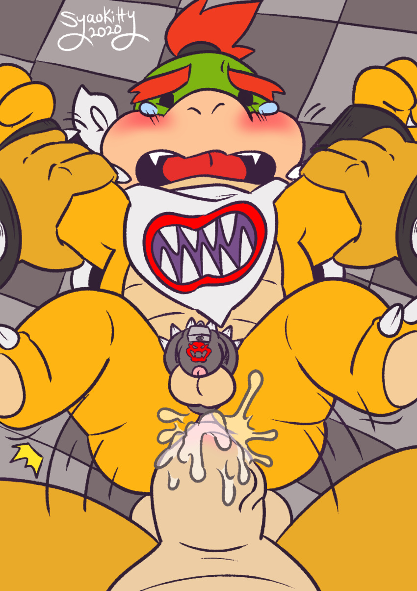 anal anal_penetration balls big_dom_small_sub blush bodily_fluids bowser bowser_jr. chastity_cage chastity_device cub cum father father_and_child father_and_son forced genital_fluids genitals hi_res humanoid_genitalia incest koopa male male/male male_penetrating mario_bros nintendo open_mouth parent parent_and_child penetration penis scalie sex size_difference son syaokitty video_games young