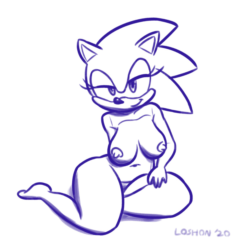 1:1 2020 anthro big_breasts biped blue_and_white blue_body breasts crossgender digital_media_(artwork) eulipotyphlan female fingers hedgehog hi_res looking_at_viewer loshon mammal monochrome navel nipples nude simple_background sitting sketch smile solo sonic_the_hedgehog sonic_the_hedgehog_(series) thick_thighs video_games wide_hips