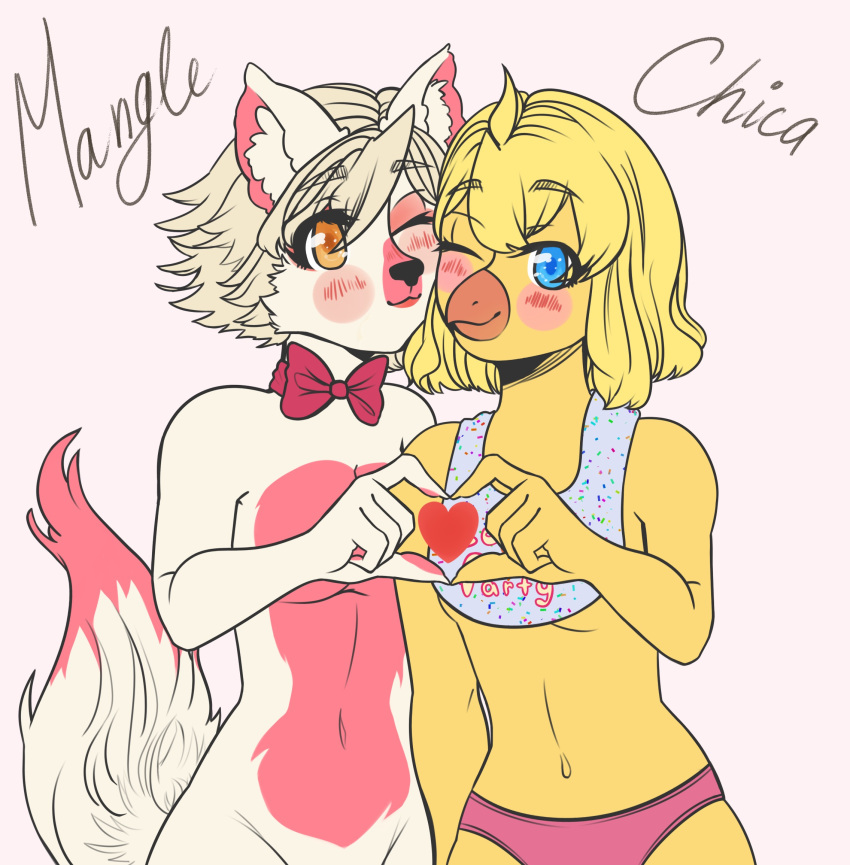 anthro avian bird blue_eyes canid canine duo female five_nights_at_freddy's five_nights_at_freddy's_2 fox hi_res holidays machine mammal mangle_(fnaf) moofooroo toy_chica_(fnaf) valentine's_day video_games
