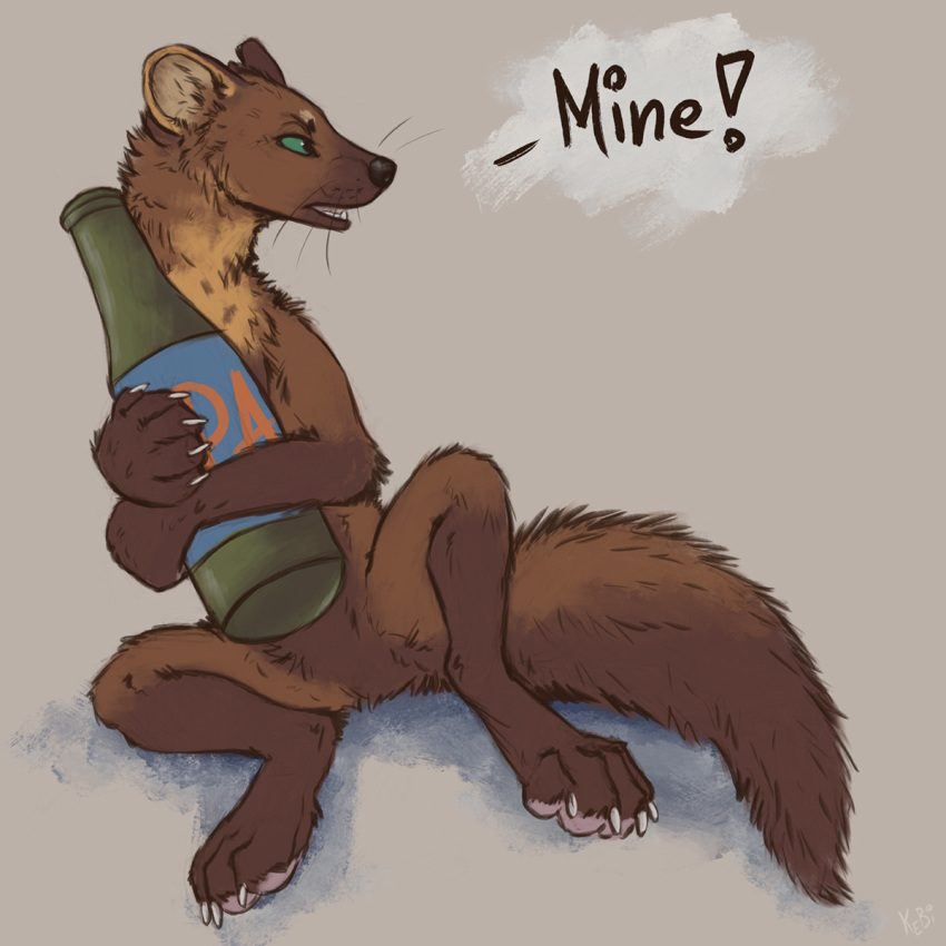 ! 2020 beer_bottle black_nose bottle brown_body brown_fur dialogue english_text featureless_crotch fluffy fluffy_tail fur holding_bottle holding_object india_pale_ale kebi mammal marten mustelid musteline pine_marten sitting text whiskers
