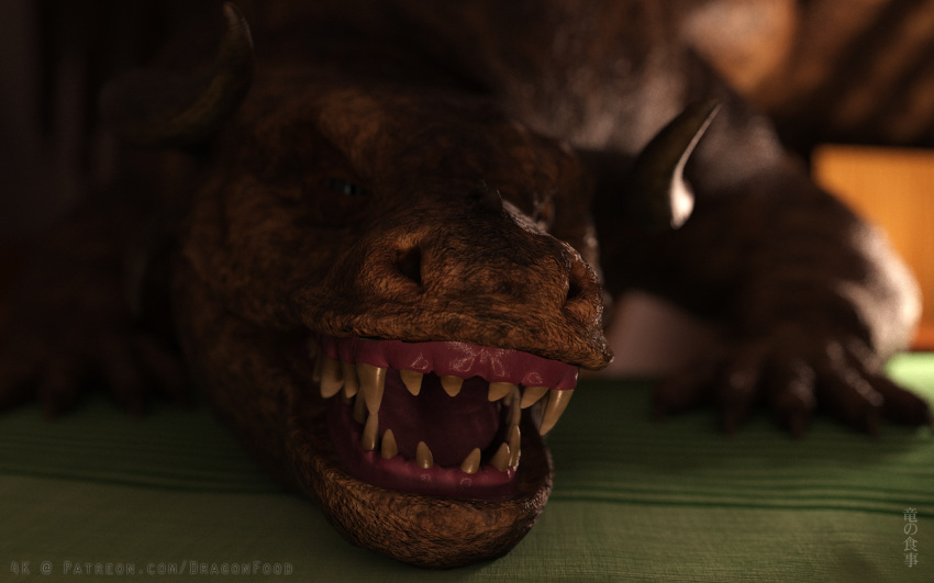 3d_(artwork) digital_media_(artwork) dragon dragonfood feral horn male mister_pudgems overweight scalie sharp_teeth solo teeth wings