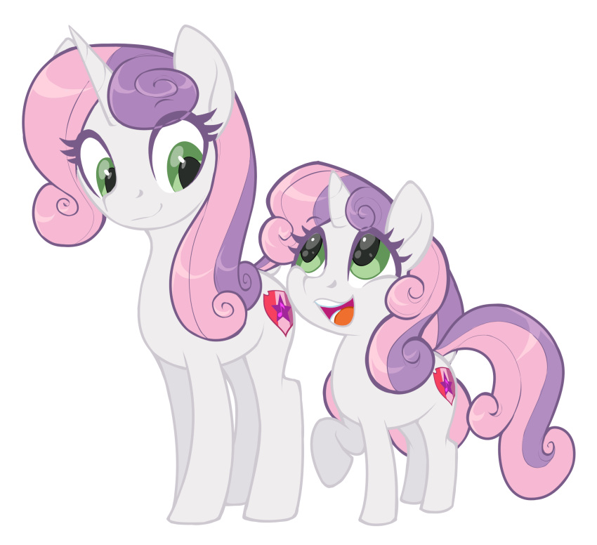 alpha_channel cub cutie_mark digital_media_(artwork) duo equid female feral friendship_is_magic green_eyes hi_res horn mammal my_little_pony open_mouth simple_background sketchy_skylar smile sweetie_belle_(mlp) transparent_background unicorn young