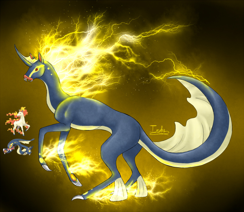 ambiguous_gender eelektross electricity equid feral fish fusion hi_res horn lightning mammal marine nintendo pok&eacute;mon pok&eacute;mon_(species) pok&eacute;mon_fusion rapidash solo the13thblackcat video_games