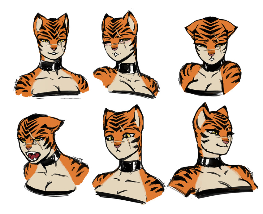 collar felid female ionic44 luigiix mammal model_sheet pantherine solo stripes tiger wild_(luigiix) yellow_eyes