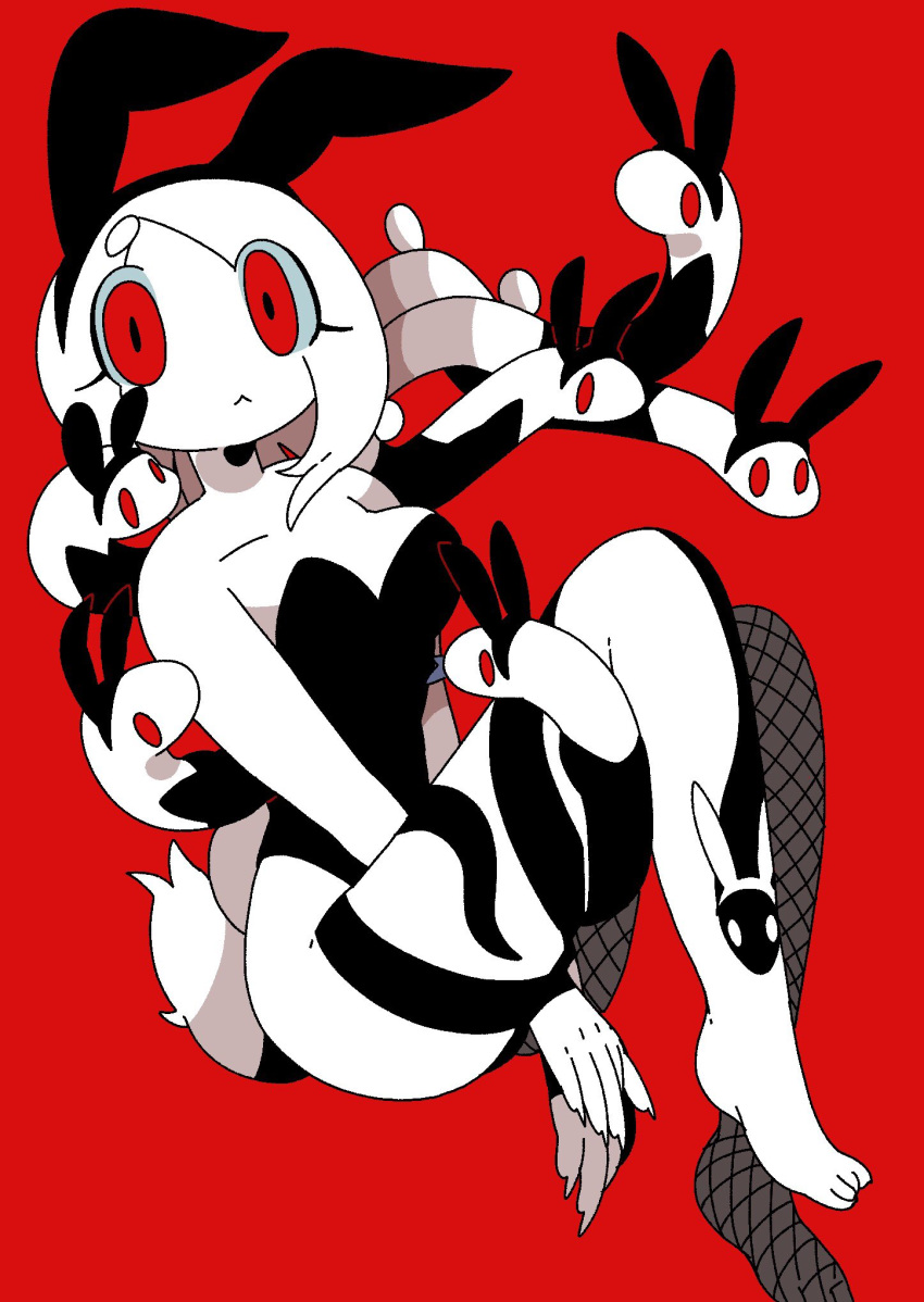 87sukiyaki bunny_costume claws clothing costume european_mythology female greek_mythology hi_res humanoid leggings legwear medusa mythology peone red_background red_eyes reptile scalie simple_background snake tattoo tongue tongue_out white_body