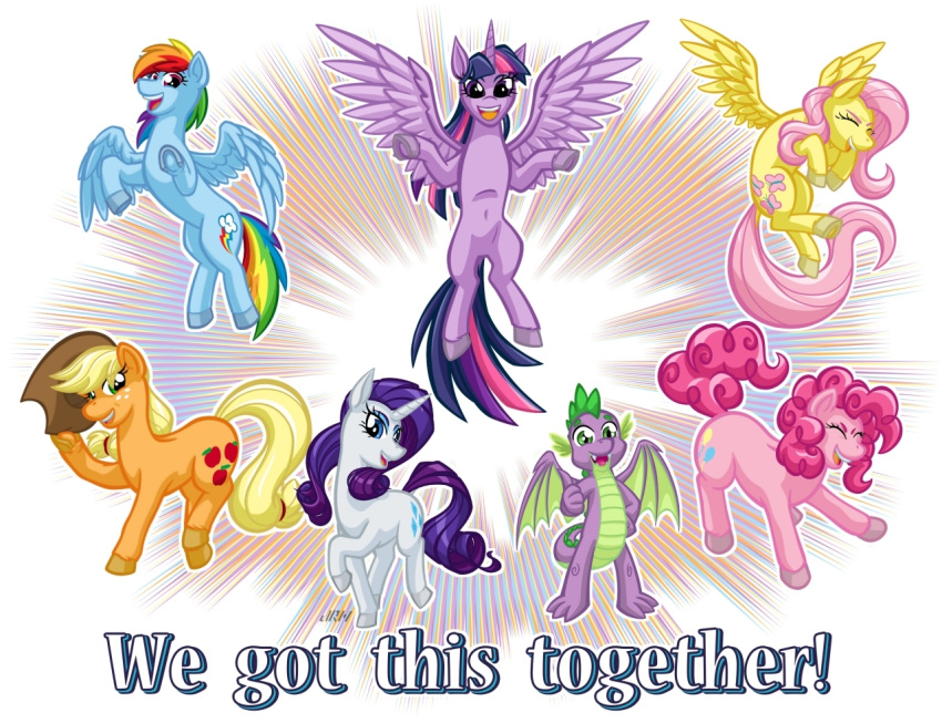 applejack_(mlp) cutie_mark dragon earth_pony equid equine fluttershy_(mlp) friendship_is_magic horn horse mammal my_little_pony pinkie_pie_(mlp) pony pterippus rainbow_dash_(mlp) rarity_(mlp) spike_(mlp) texasuberalles twilight_sparkle_(mlp) winged_unicorn wings