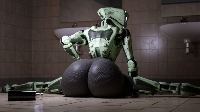 16:9 2019 3d_(artwork) bathroom big_butt butt deepspacebug digital_media_(artwork) hi_res inside machine male not_furry portal_(series) robot solo spread_legs spreading valve video_games
