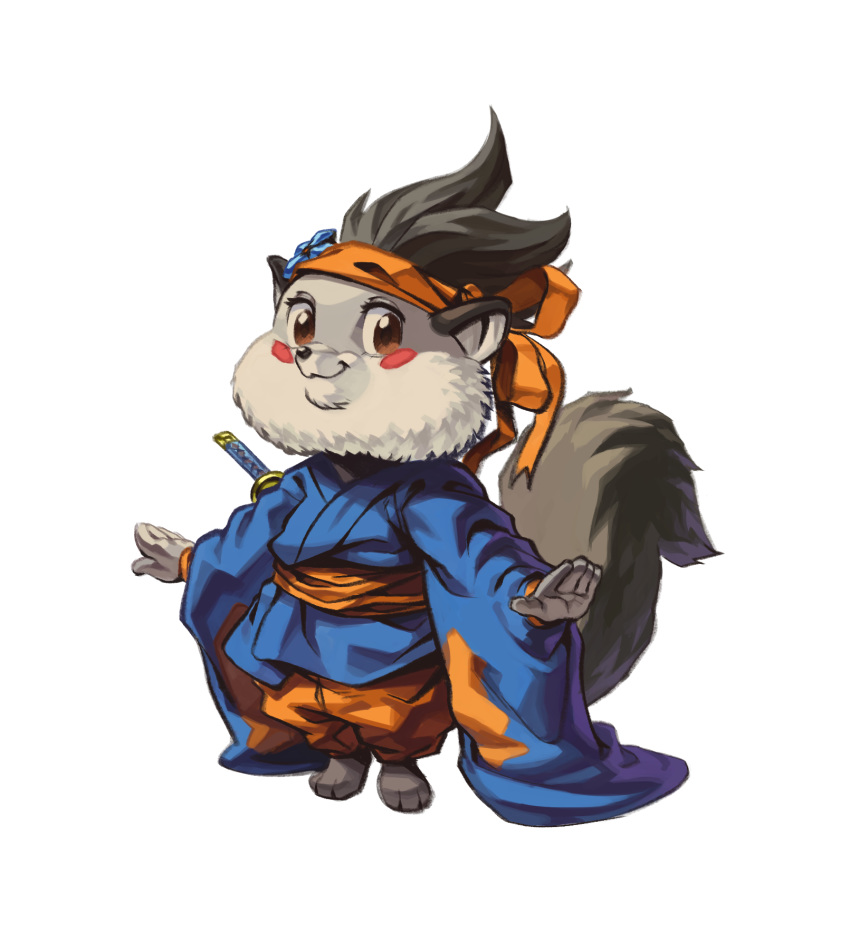alpha_channel asian_clothing clothing east_asian_clothing female flying_squirrel hanako_(kemono_heroes) hi_res japanese_clothing juanito_medina katana kemono_heroes kimono mammal melee_weapon official_art rodent sciurid simple_background smile solo standing sword transparent_background video_games weapon