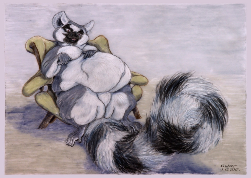 belly big_belly lemur male mammal morbidly nude obese overweight overweight_male primate sitting solo sssilver strepsirrhine