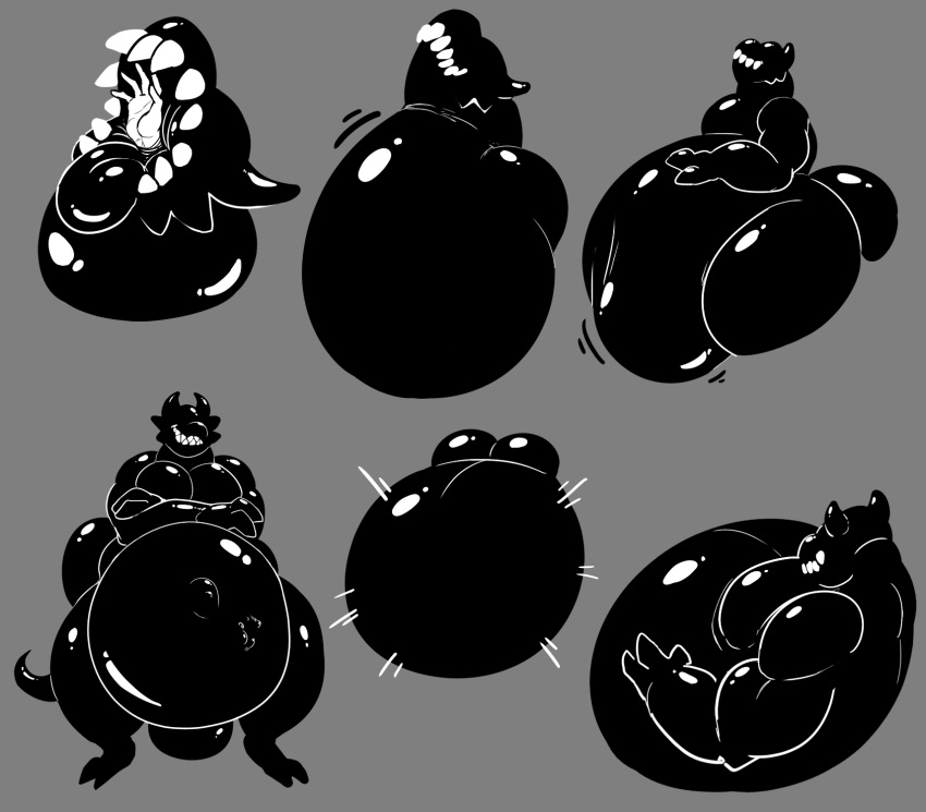 abdominal_bulge absorption_vore after_vore ambiguous_gender ambiguous_prey anthro anthro_pred balls belly big_balls big_belly black_body black_skin body_in_mouth crossed_arms demon dragon duo face_imprint faceless_male feet_first gaping_mouth genitals glistening glistening_balls glistening_body glistening_skin glistening_tail goo_creature grin hand_imprint hi_res horn human human_prey hybrid kalnareff larger_pred looking_at_viewer male male_pred mammal monochrome moobs neck_bulge nude obese obese_male open_mouth oral_vore overweight overweight_male sequence shadow_creature sharp_teeth smaller_prey smile soft_vore solo_focus standing swallowing teeth thick_thighs throat tongue tongue_out vore wide_hips