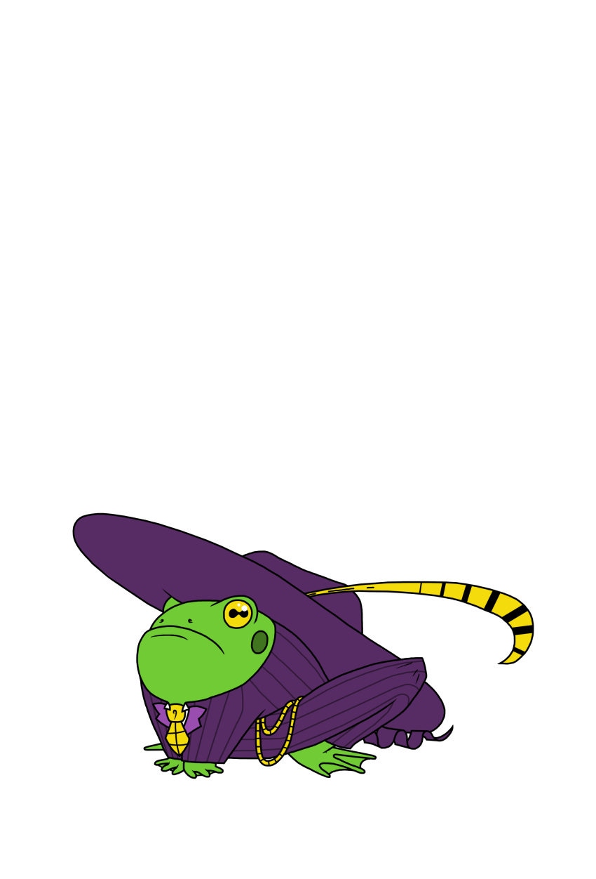2020 3_toes absurd_res ambiguous_gender amphibian barefoot bottomwear cel_shading clothed clothed_feral clothing cumberworld44 feral feralized frog frog_(masked_singer) frown full-length_portrait fully_clothed gold_(metal) gold_chain green_body green_skin hat hat_feather headgear headwear hi_res horizontal_pupils loose_feather masked_singer membrane_(anatomy) necktie no_sclera pants pimp portrait purple_bottomwear purple_clothing purple_hat purple_headwear purple_pants purple_topwear quadruped simple_background solo suit toes topwear webbed_feet white_background yellow_eyes