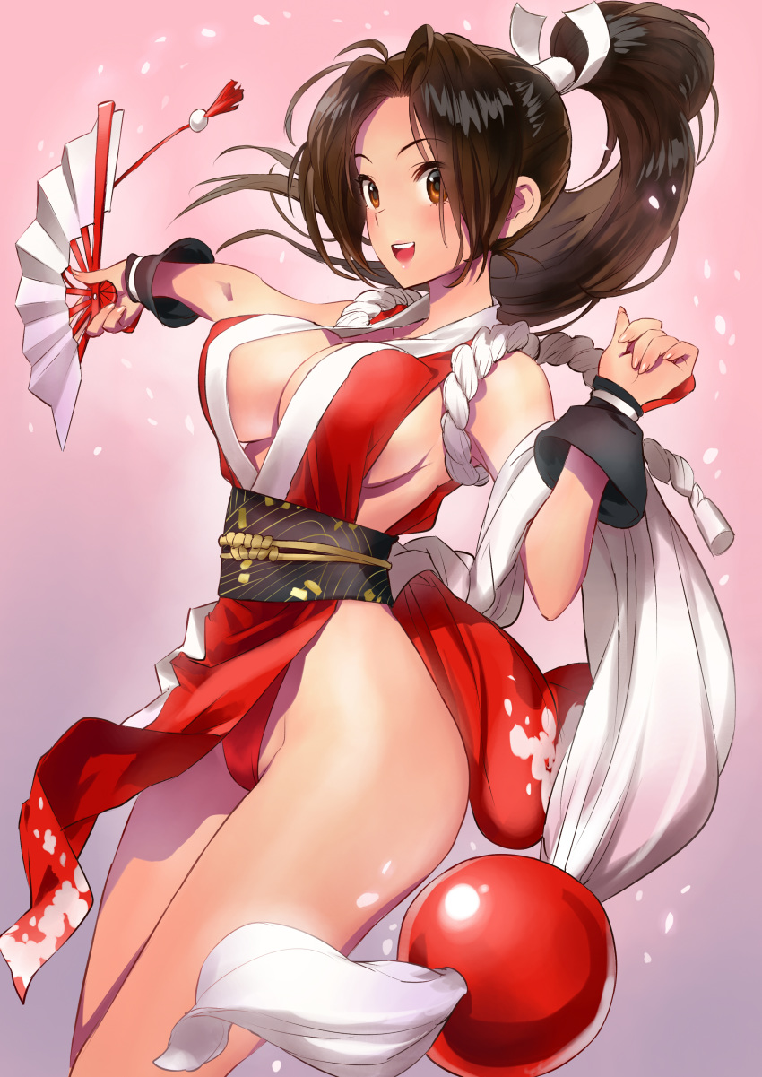 erect_nipples japanese_clothes king_of_fighters matsuda_(matsukichi) no_bra shiranui_mai