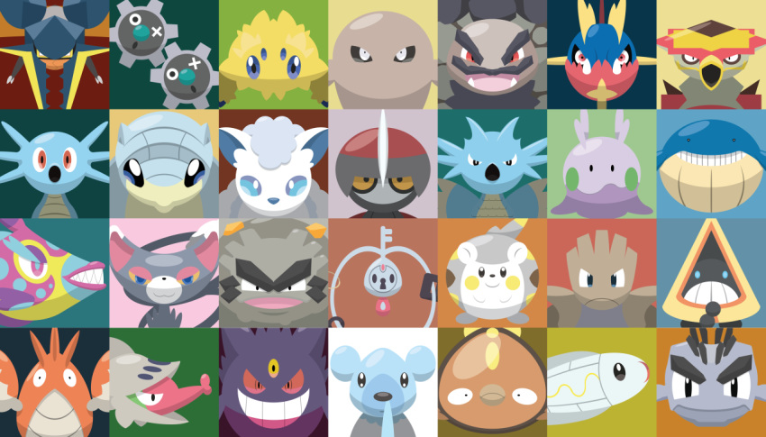 alolan_form alolan_geodude alolan_golem alolan_graveler alolan_sandshrew alolan_vulpix black_eyes blue_eyes bruxish carvanha cat commentary corphish creature cubchoo english_commentary face fangs fish gen_1_pokemon gen_2_pokemon gen_3_pokemon gen_4_pokemon gen_5_pokemon gen_6_pokemon gen_7_pokemon gengar glameow goomy hitmonchan hitmonlee horsea joltik klefki klink looking_at_viewer mega no_humans pawniard pokemon pokemon_(creature) purple_eyes seadra shawn_flowers shelmet snorunt stunfisk togedemaru turtonator tynamo vikavolt wailmer