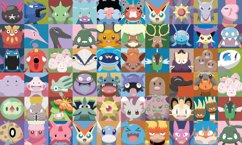 &gt;_&lt; :d aerodactyl alomomola basculin basculin_(blue) basculin_(red) bat bird cat closed_mouth commentary darumaka dedenne ditto dratini dugtrio english_commentary face fangs gen_1_pokemon gen_2_pokemon gen_3_pokemon gen_4_pokemon gen_5_pokemon gen_6_pokemon gen_7_pokemon grimer happy horns krabby lilligant looking_at_viewer mareanie meowth open_mouth oricorio oricorio_(pa'u) pokemon pyukumuku salazzle scyther seaking shellder smile stantler starmie trubbish victini whimsicott whiscash wishiwashi wishiwashi_(school) wobbuffet