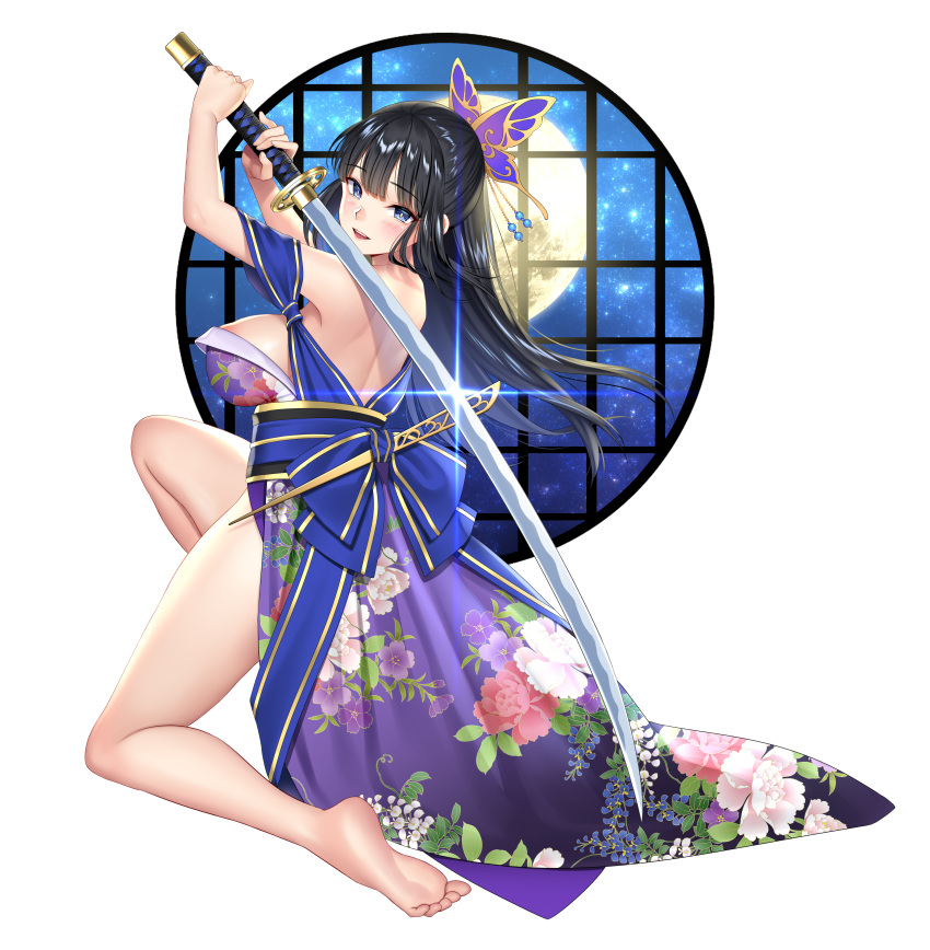 areola feet gang_of_heaven japanese_clothes open_shirt shimashima08123 sword