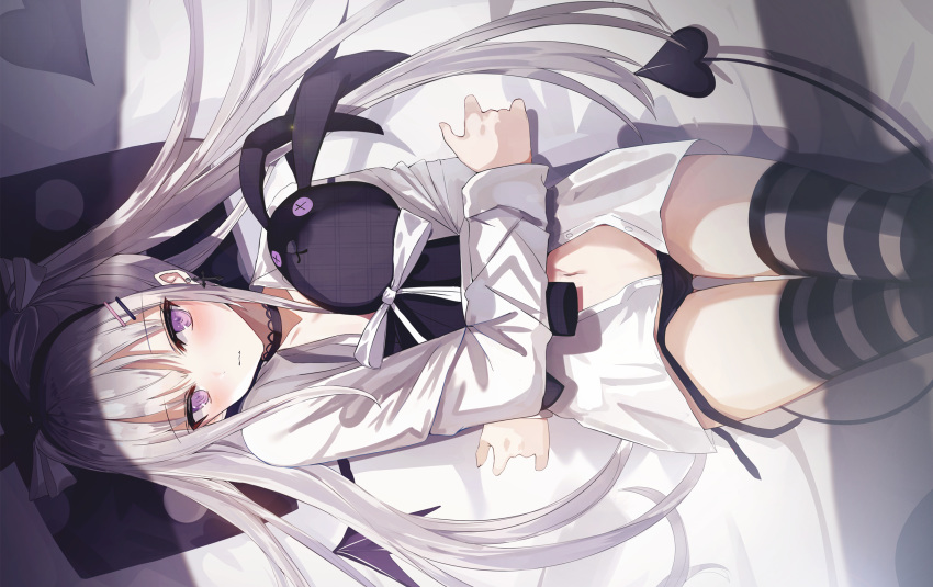 beckzawachi open_shirt original panty_pull tail thighhighs