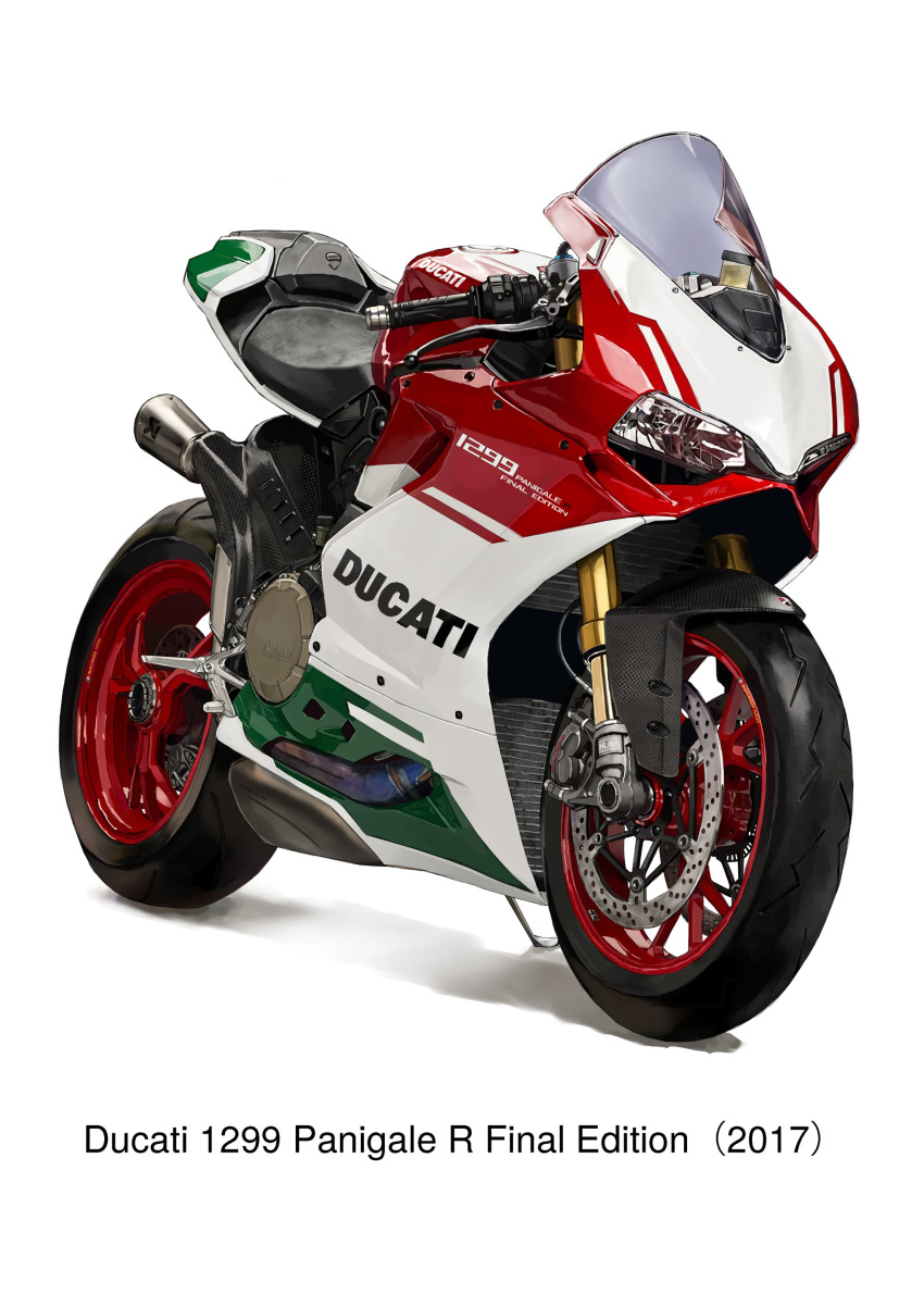 absurdres commentary copyright_name ducati ducati_1299_panigale_r exhaust_pipe ground_vehicle handlebar highres motor_vehicle motorcycle no_humans original takepon1123 wheel