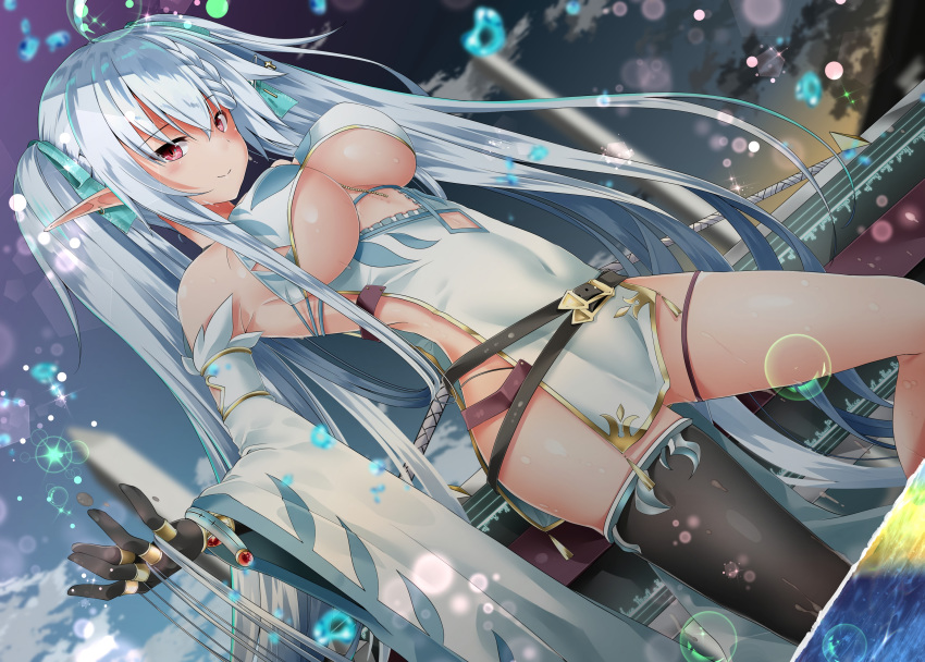 bubbles gloves long_hair original pointed_ears shirosuzu twintails water