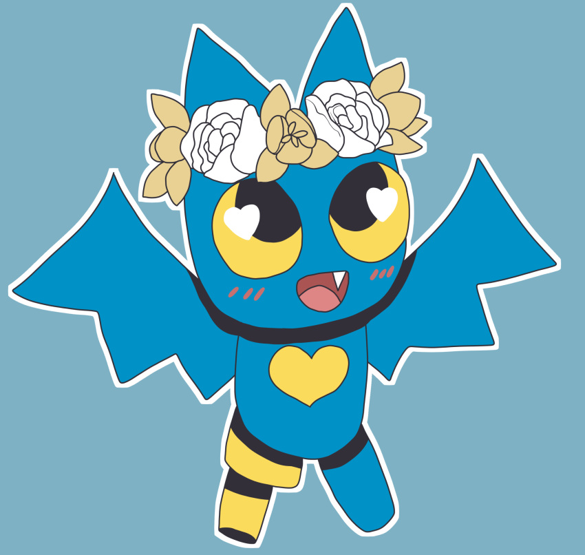 adorabat anthro autumnkouhai blush cartoon_network child chiropteran female flower flower_crown hi_res mammal mao_mao:_heroes_of_pure_heart pegleg plant solo wings yellow_sclera young